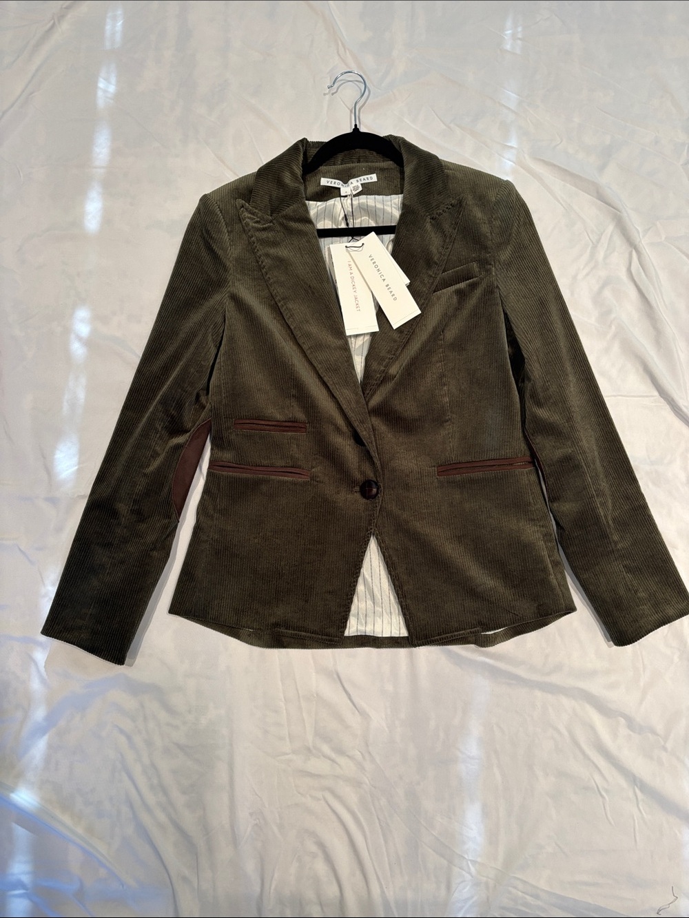 Veronica Beard Olive Green Corduroy Dickey Jacket